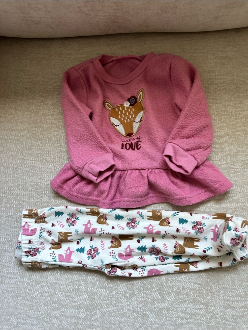 Pink Fawn Print Girls' Set